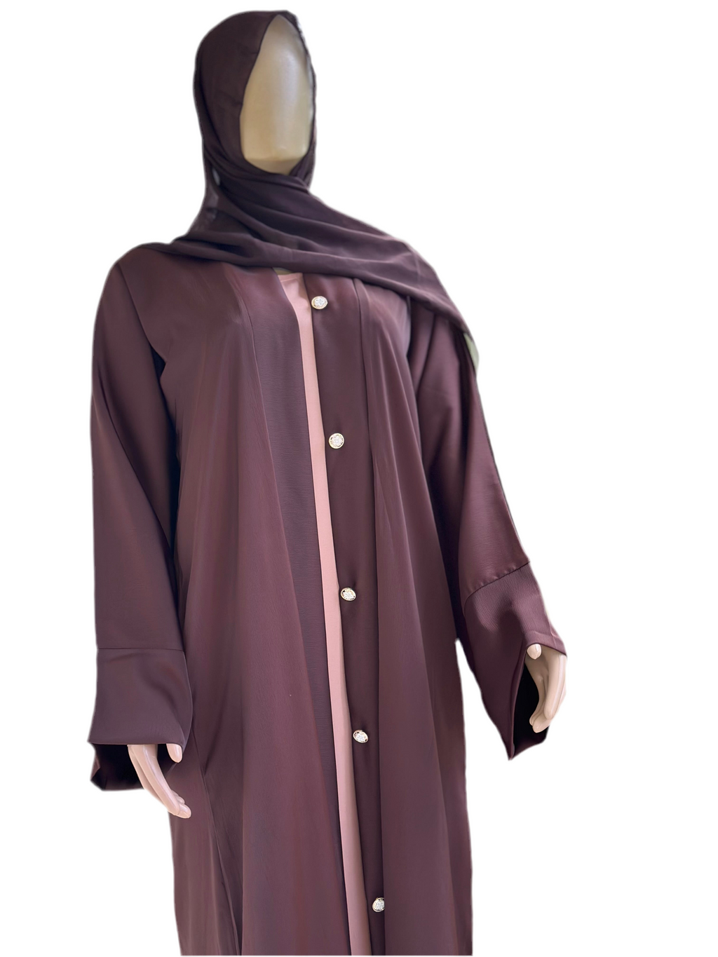 Cocoa Glow Two-Tone Abaya Set
