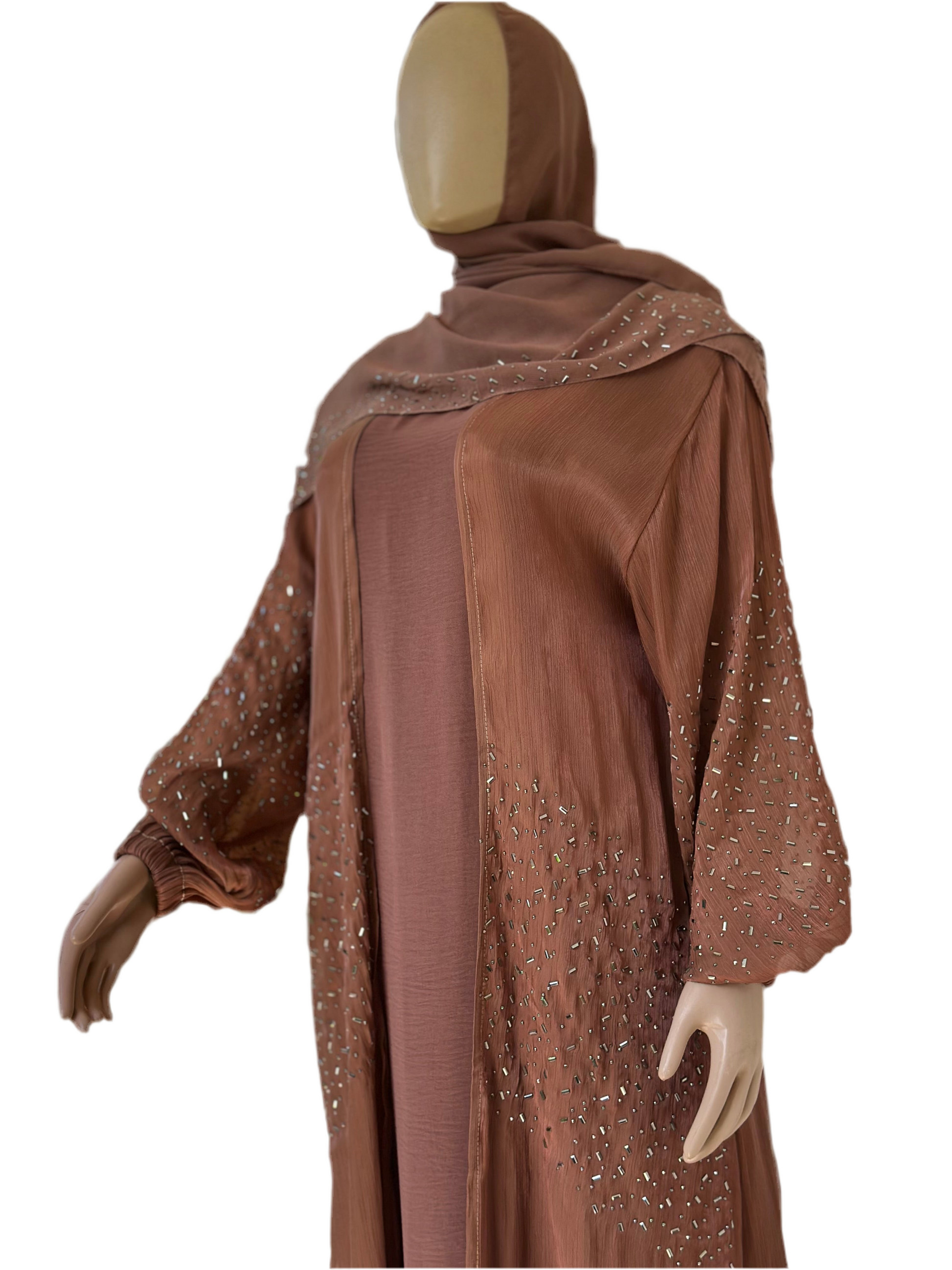 Luna Luxe Crystal Abaya Set