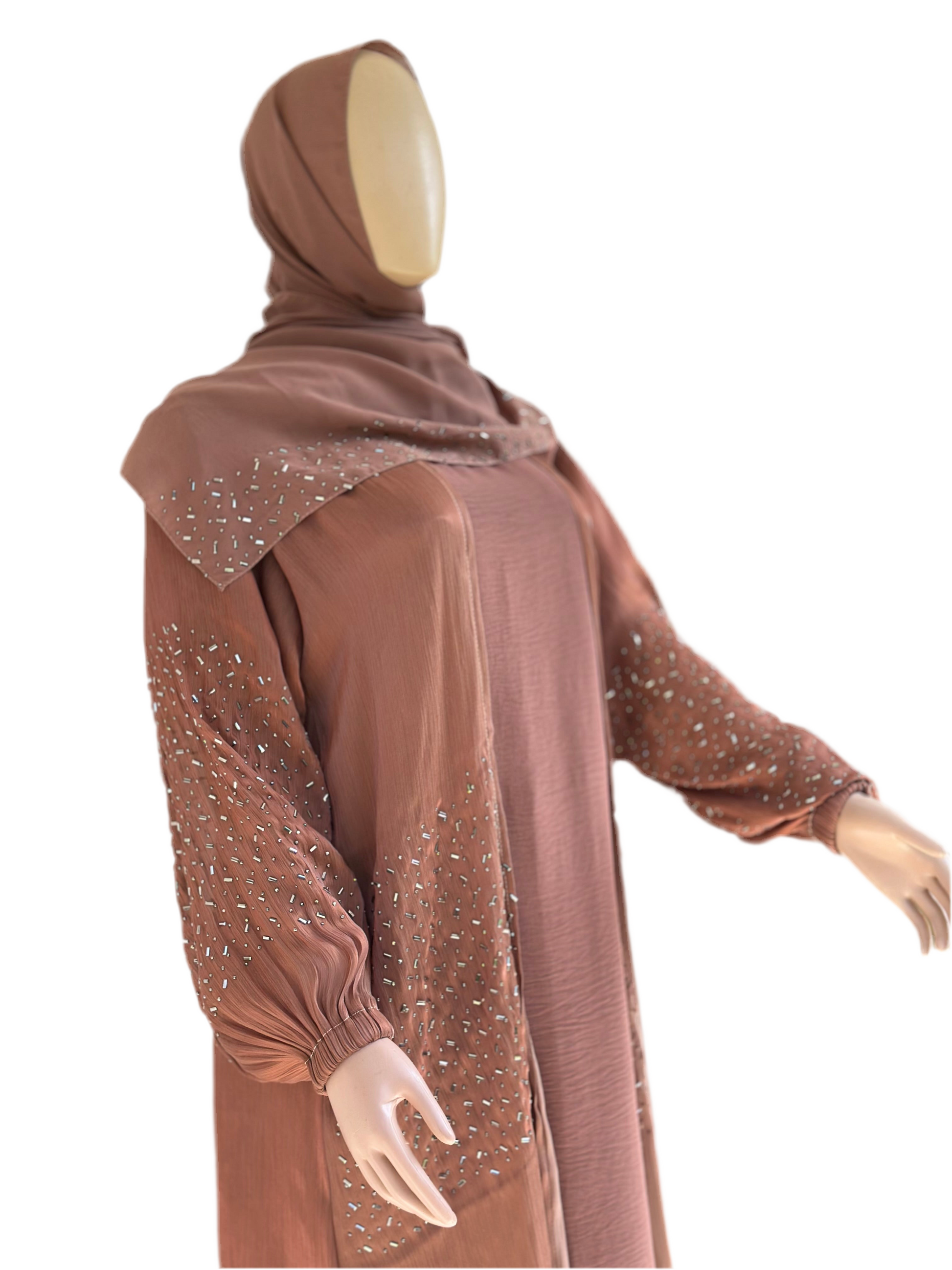 Luna Luxe Crystal Abaya Set