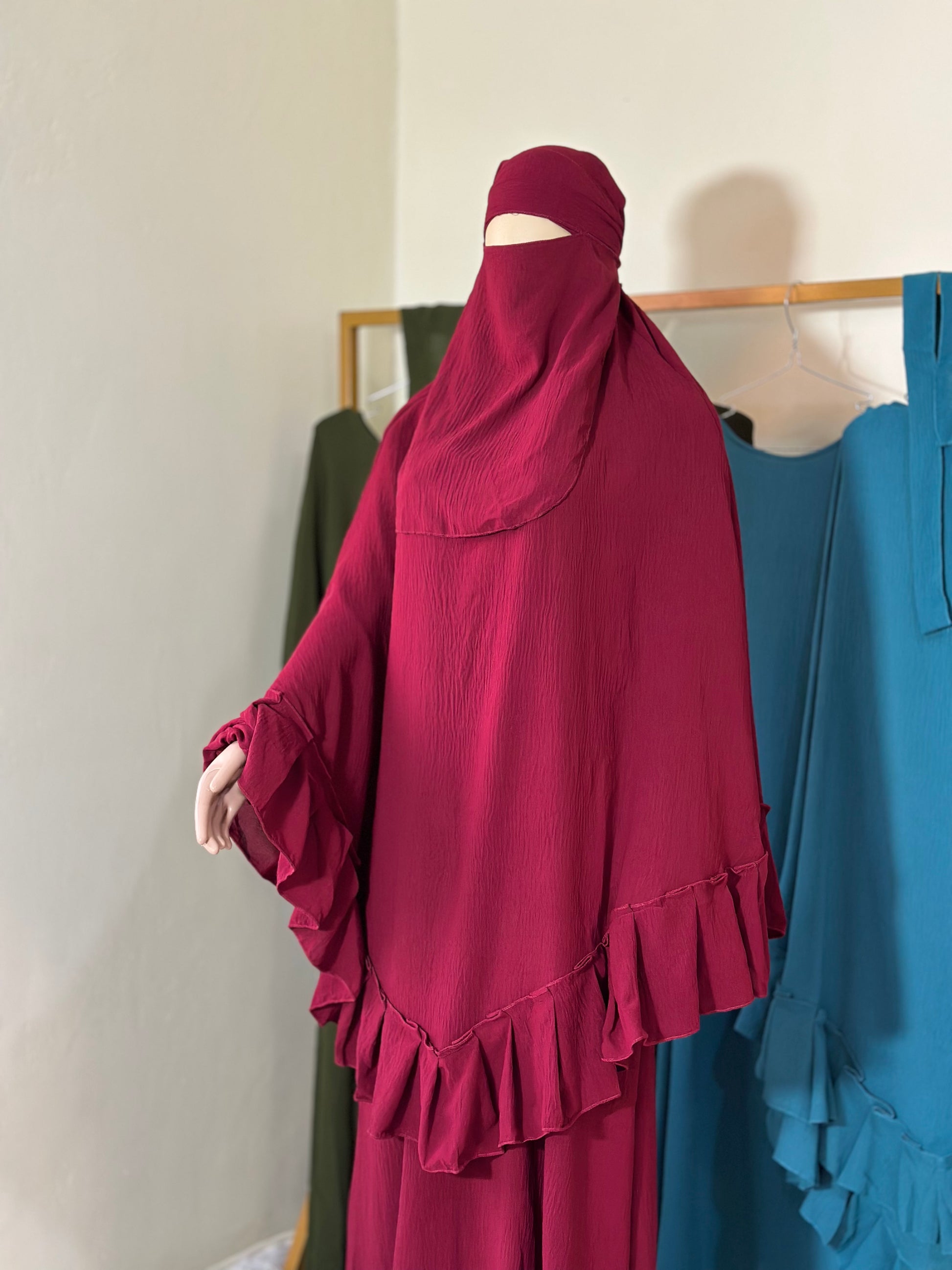 Ruqayyah Ruffle Khimar Set – Full Coverage Elegance