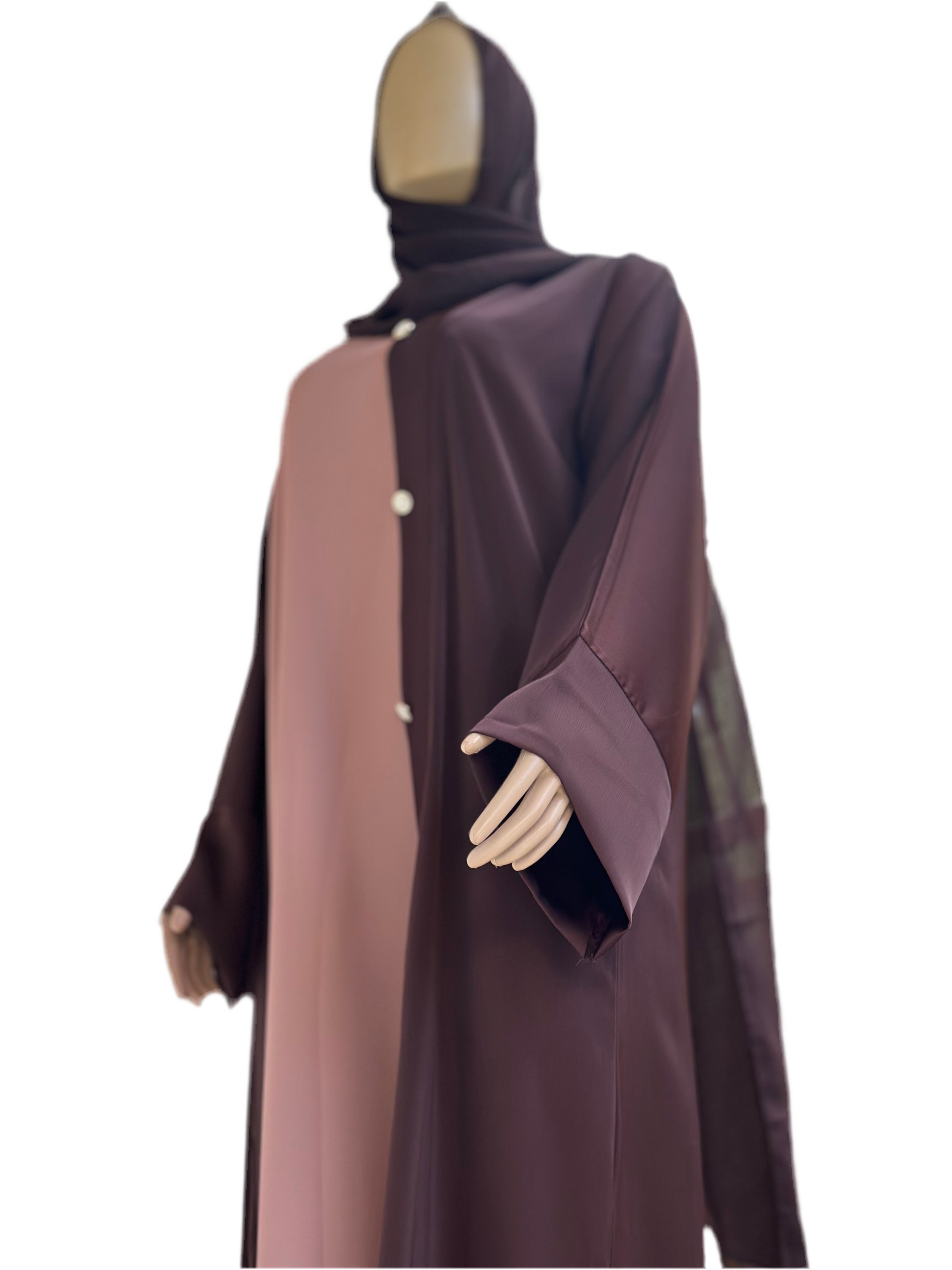 Cocoa Glow Two-Tone Abaya Set