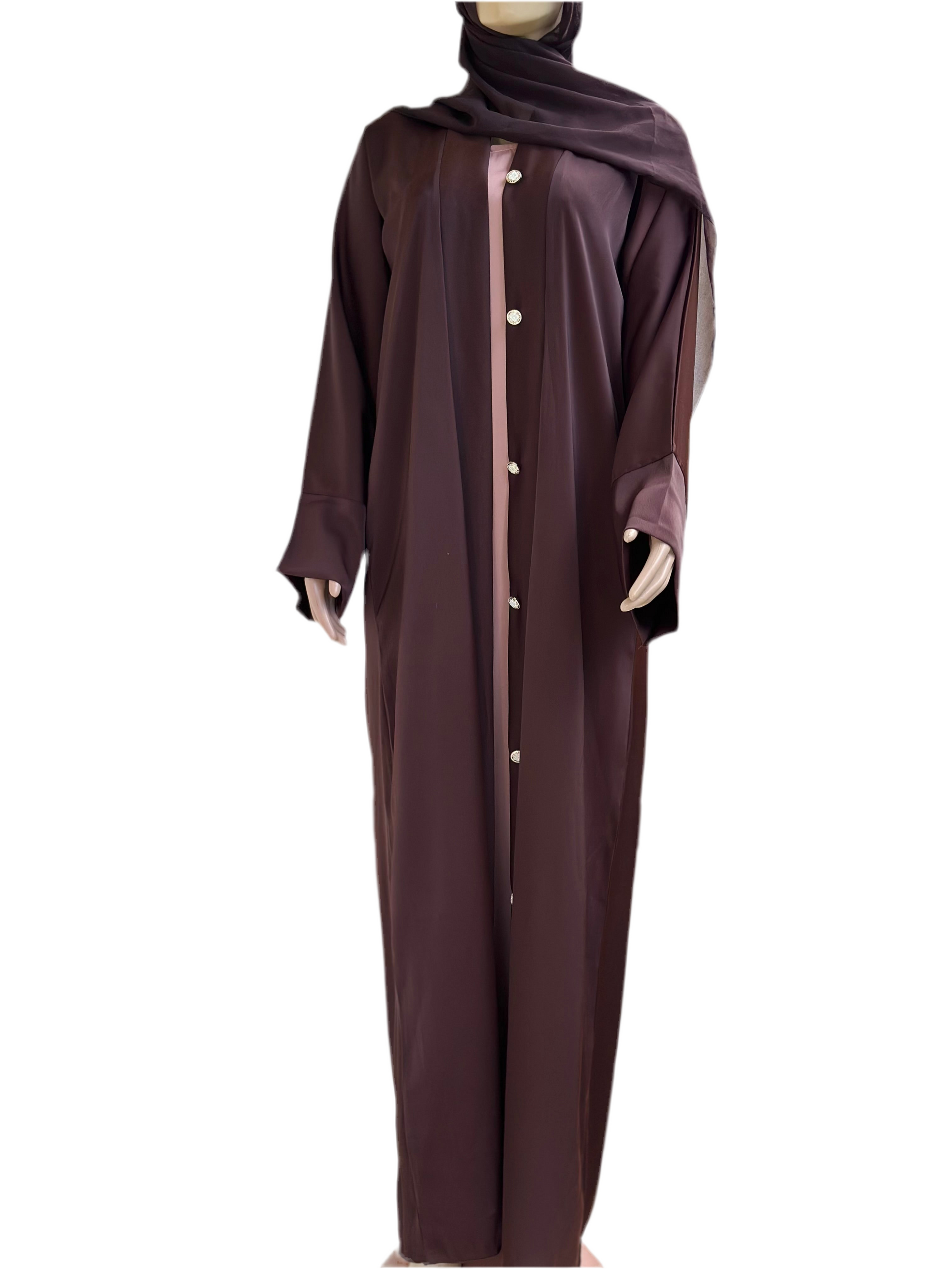 Cocoa Glow Two-Tone Abaya Set