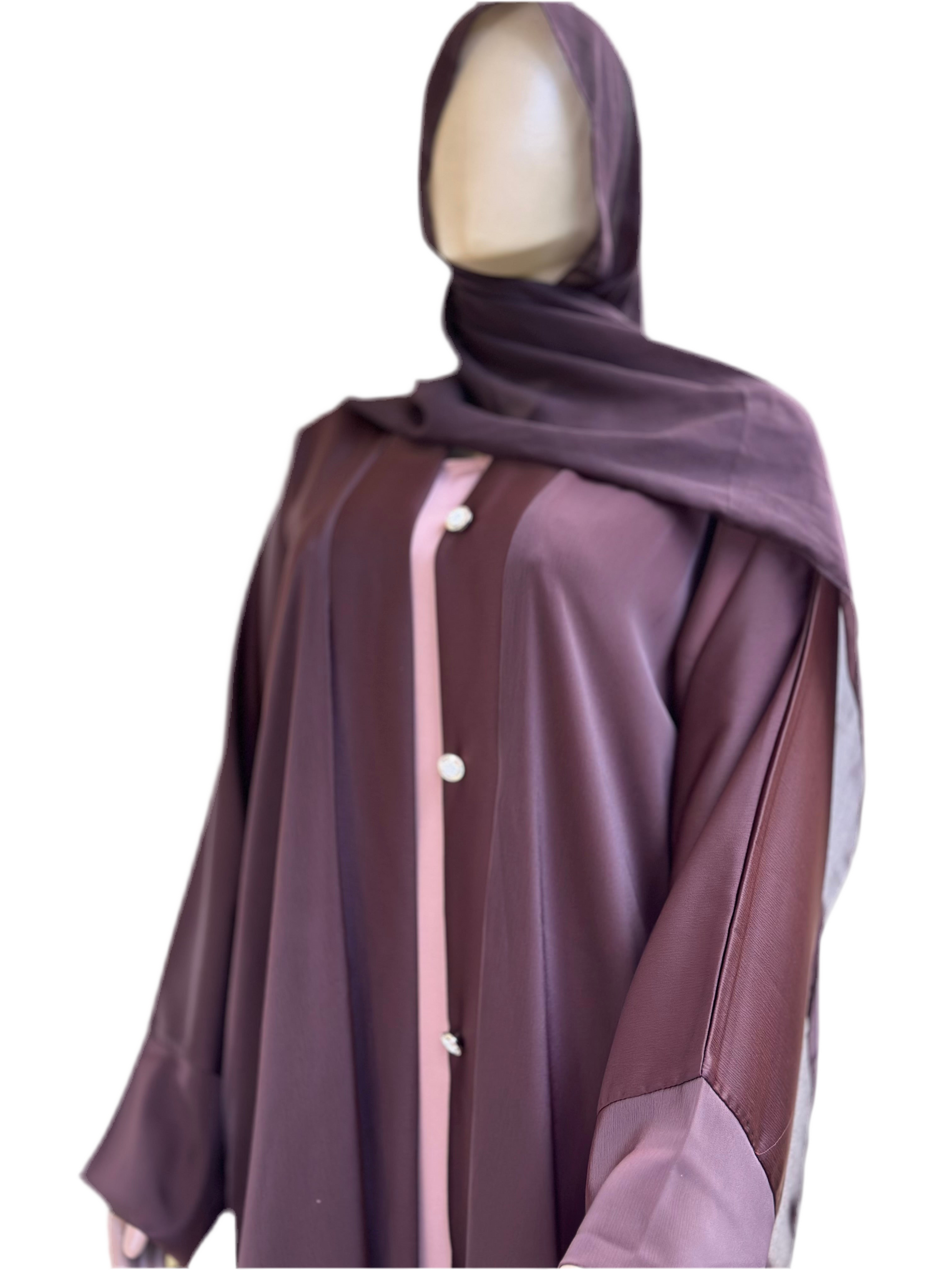 Cocoa Glow Two-Tone Abaya Set