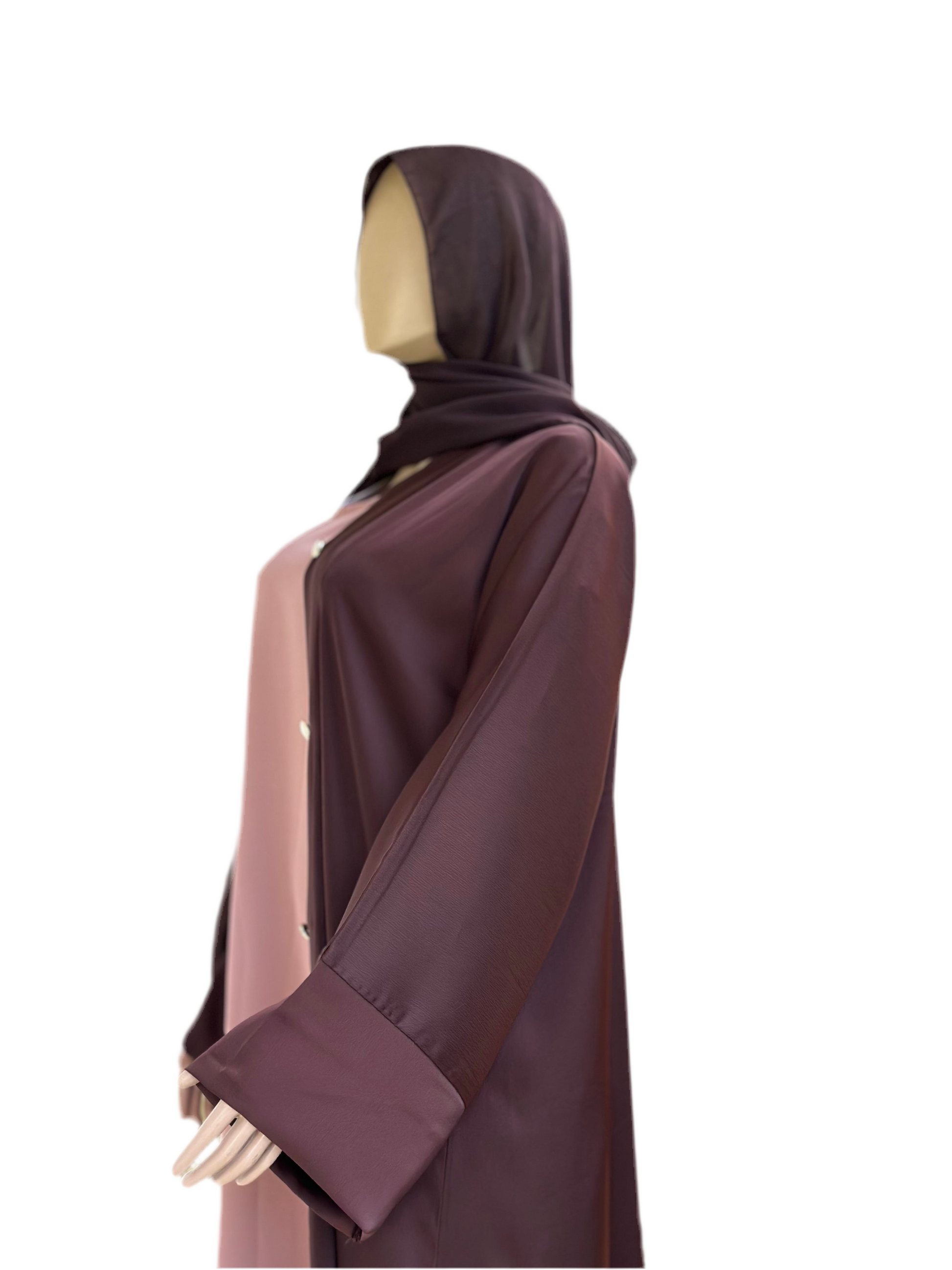 Cocoa Glow Two-Tone Abaya Set