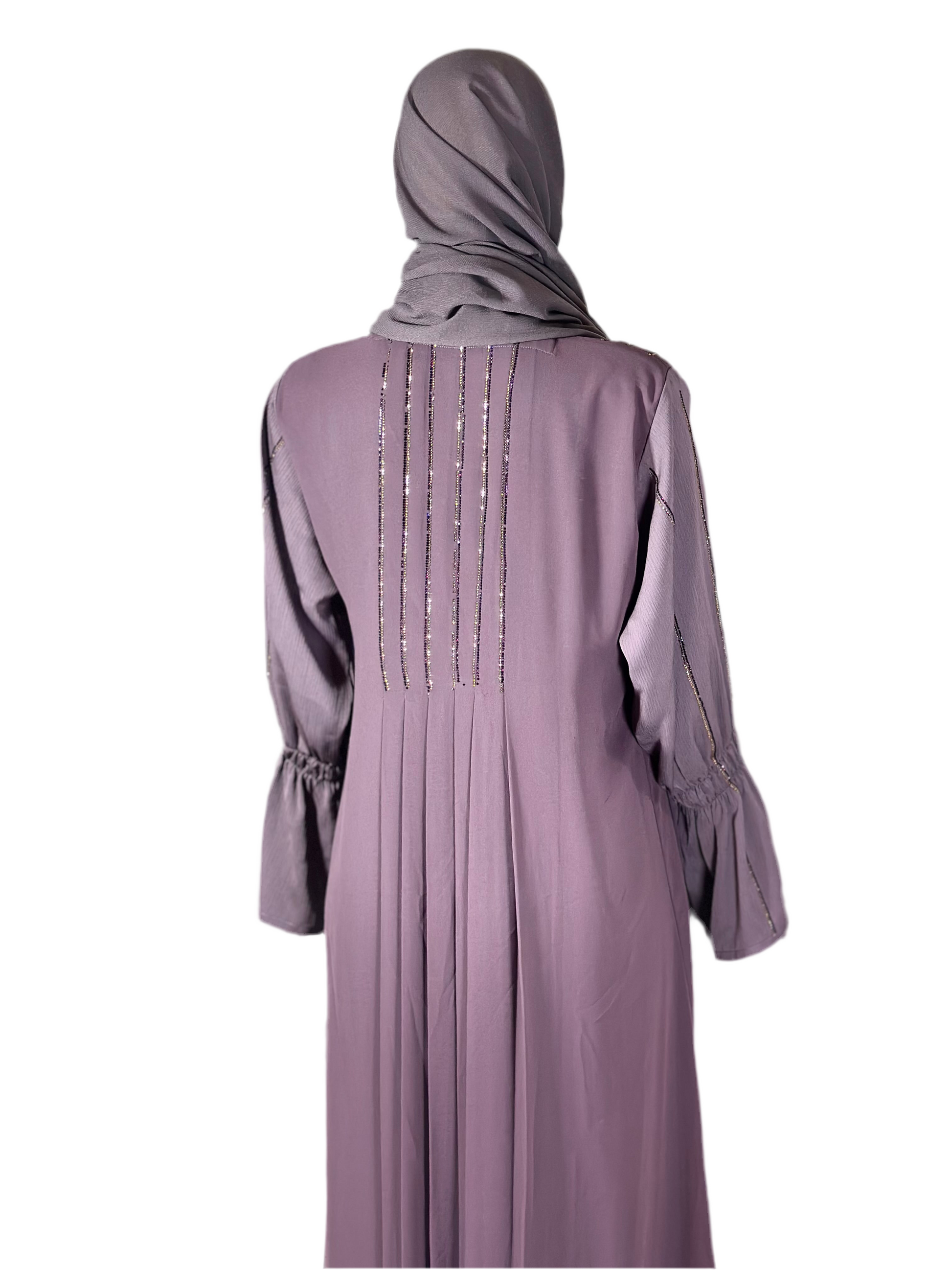 Mauve Pleated Elegance Abaya