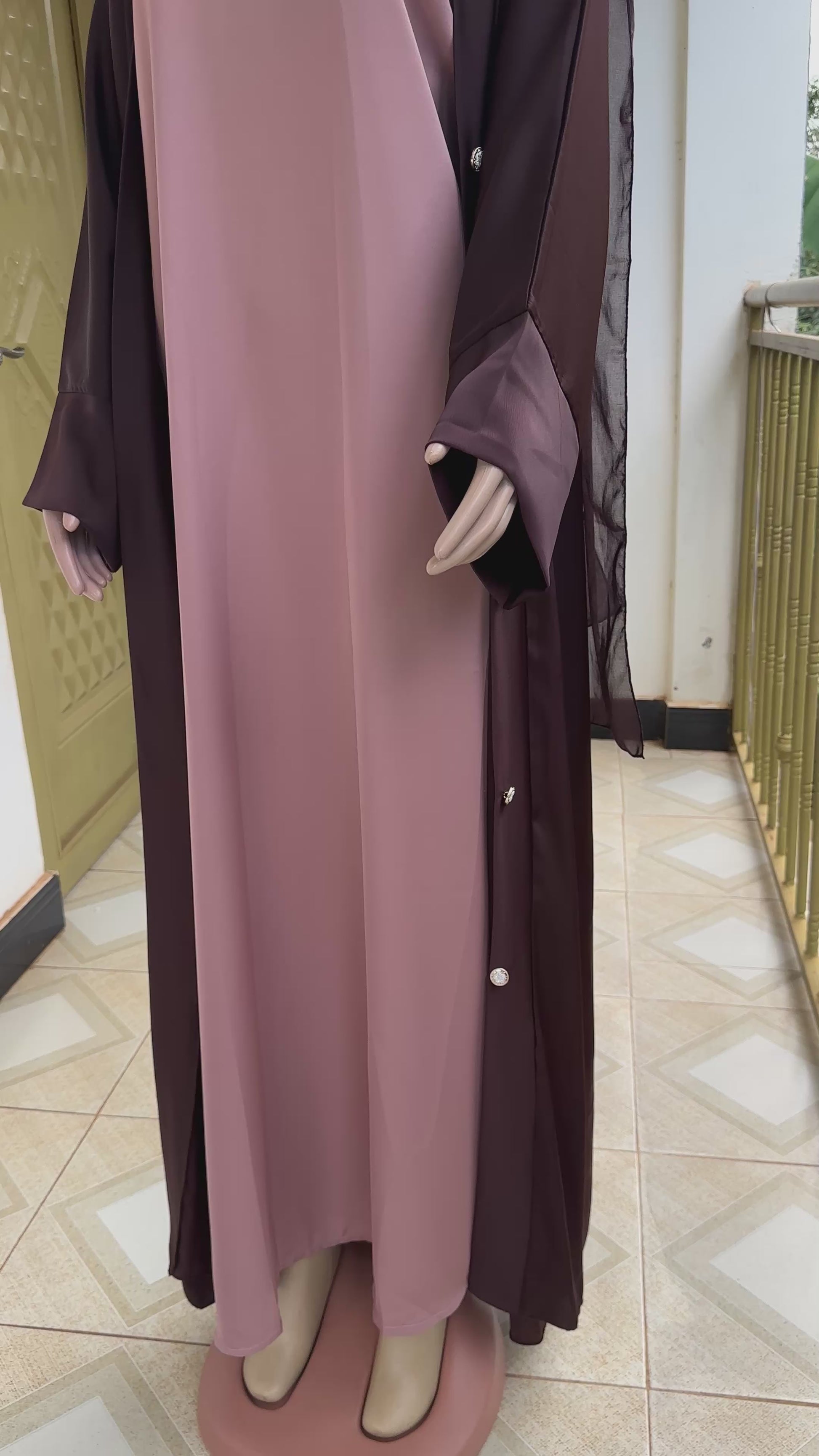 Cocoa Glow Two-Tone Abaya Set