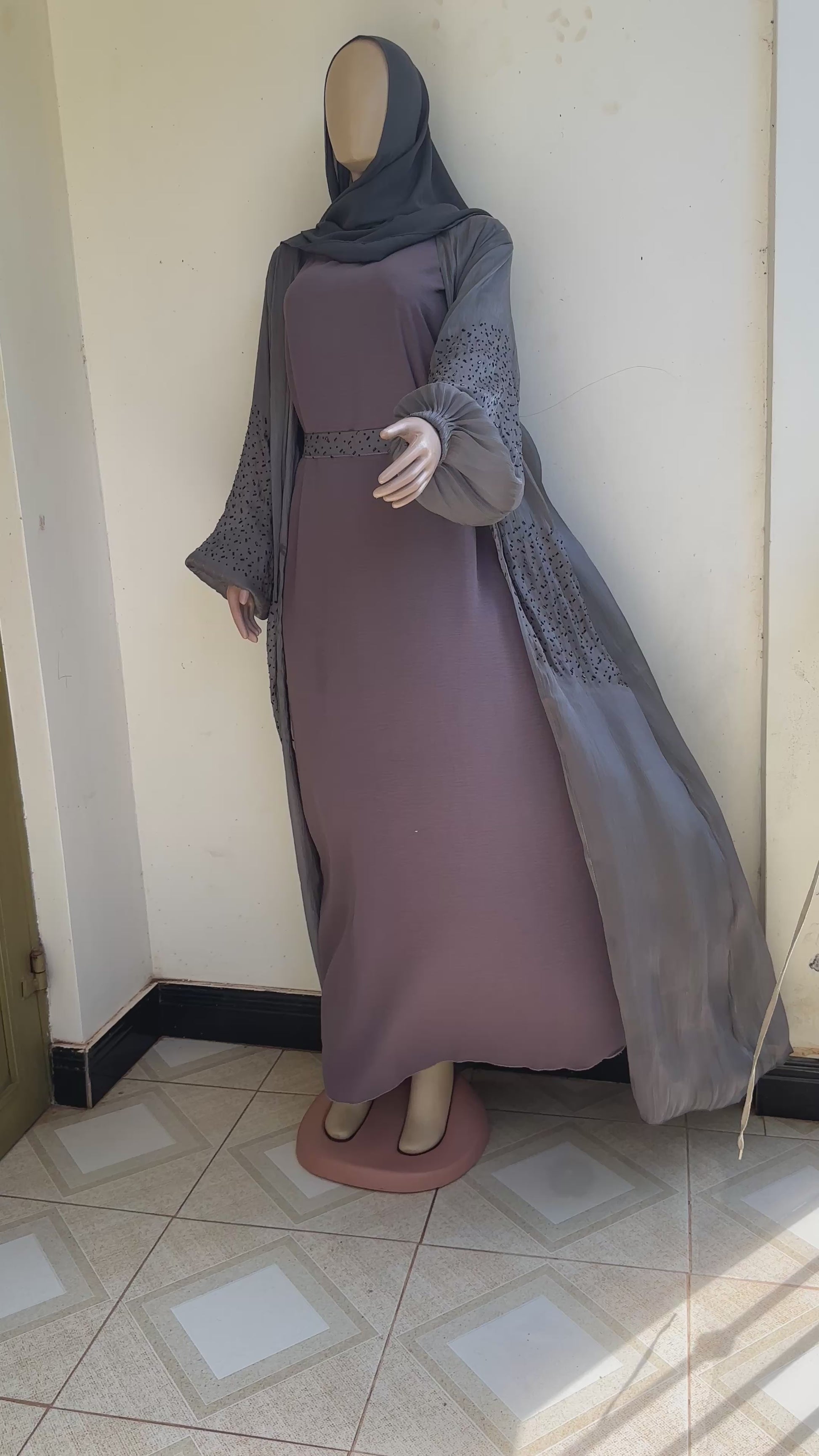 Luna Luxe Crystal Abaya Set