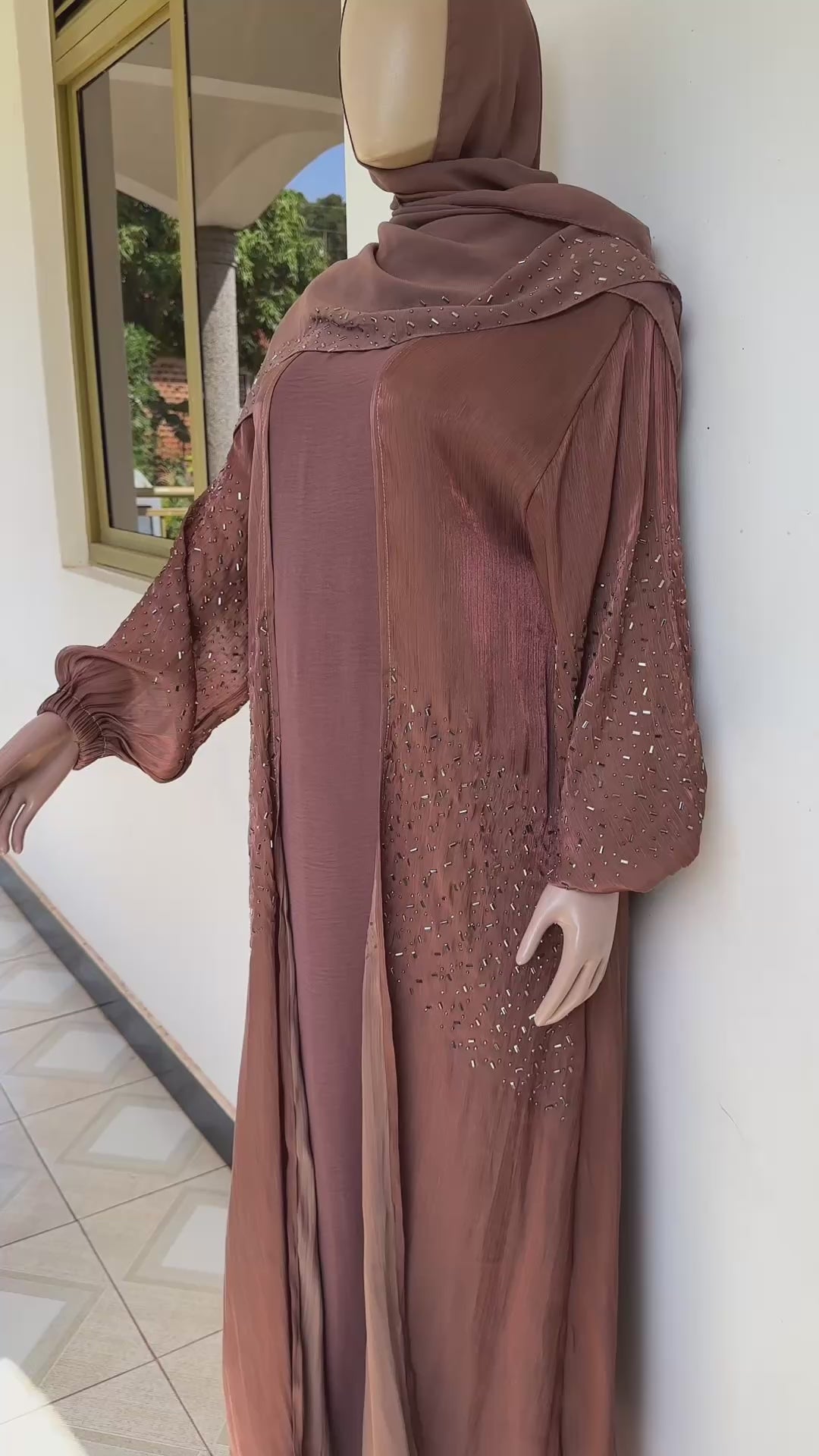 Luna Luxe Crystal Abaya Set